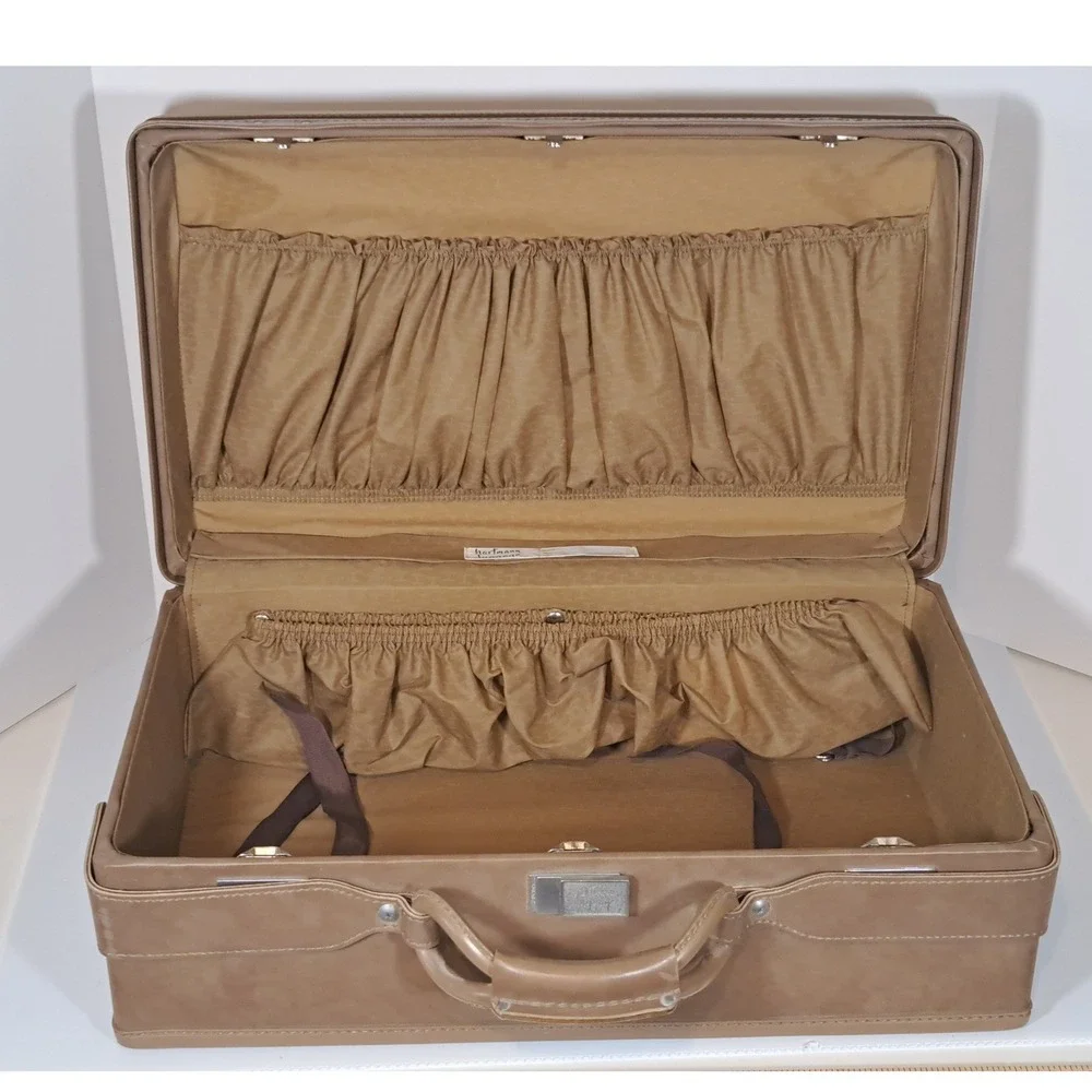 Vintage Hartmann Luggage Tan Hard Shell Suitcase Mid-Century Modern 21 Inch